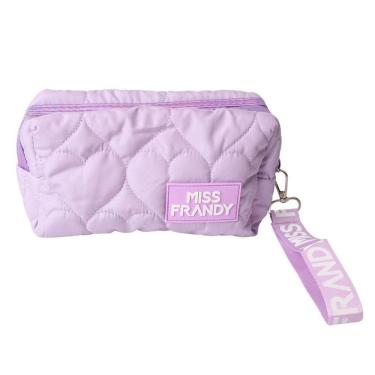 Imagem de Necessaire Puff De Maquiagem Design Fofo E Funcional Miss Frandy Lilás