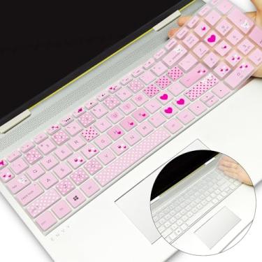 Imagem de YongMai 2 capas de silicone para teclado para laptops HP Envy de 17,3 polegadas, 17M-AE011DX 17M-AE111DX 17M-BW0013DX 17-BS010NR 17-BS020NR 17-BS019DX 17-BS049DX, 15T 15-BS/CB/CC/CD/DA Urso do amor +