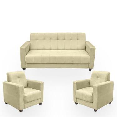 Imagem de Sofá + 2 Poltrona Para Sala de Estar Moderno Confortável Veneza Suede 