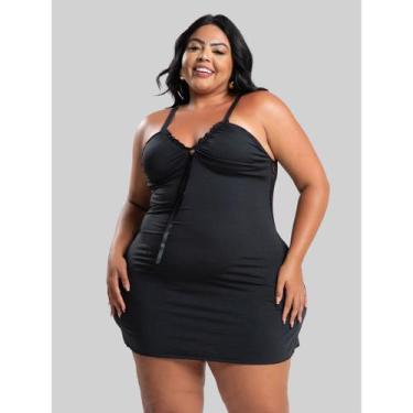 Imagem de Camisola Adeli IMI Lingerie com Calcinha em Microfibra e Renda Sensual