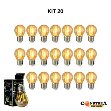 Imagem de Kit 20 Lâmpadas Retro Filamento Led G45 2w Luz Âmbar Biv - EMBULED