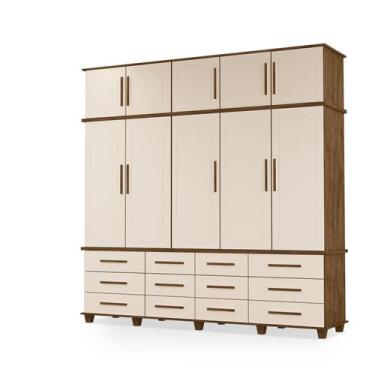 Imagem de Guarda Roupas Berlim 100% Mdf c/ 10 Portas 12 Gavetas Pés Madeira - Lu