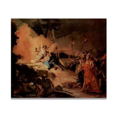 Imagem de Angel holding the cup of suffering Giovanni Battista Tiepolo Impressão em tela – Obra-prima rococó barroca, pintura escolar de Veneza, pintura a óleo decorativa para galeria doméstica 80 x 96 cm