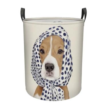 Imagem de Cesto de lavanderia grande para cachorro fofo com alças bolsa de roupas dobrável, organizador de armazenamento para banheiro, armário de banheiro, organização de brinquedos, 60 L