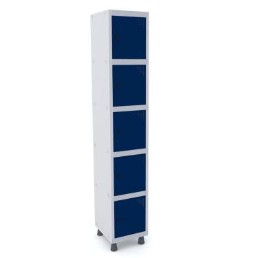 Imagem de Armário Roupeiro 5 Portas Aço Grp 501/5 Pandin Móveis Cinza/azul Del Rey