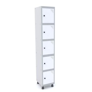 Imagem de Armário Roupeiro 5 Portas Aço Grp 501/5 Pandin Móveis Cinza/branco