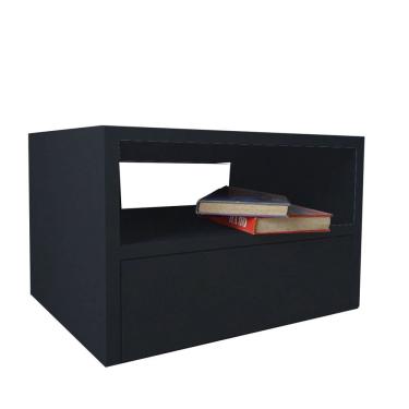 Imagem de Mesa De Cabeceira Suspensa 1 Gaveta Preta Em Mdf