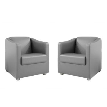 Imagem de Kit 2 Poltrona Decorativa Sala De Estar Tila Corino Cinza