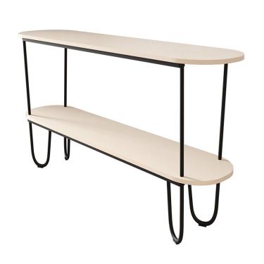 Imagem de Aparador Requinte Pés De Aço Tubolar 160 Cm Off White/preto Off White/preto