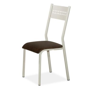 Imagem de Cadeira Aço Nobre Júlia Plus Com Revestimento Sintético Off White Com Marrom