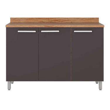 Imagem de Balcão Triplo Bartira Topázio Up Com 3 Portas E 1 Prateleira - 120,1cm De Largura Damasco/grafite