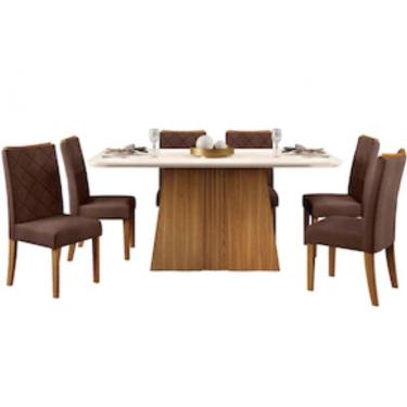 Imagem de Mesa De Jantar Raquel Plus Com 6 Cadeiras Dj Móveis Ginger/moca