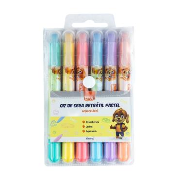 Imagem de Giz De Cera Retrátil Aquarelável Pastel Com 6 Cores Brw