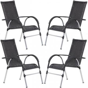 Imagem de 4 Cadeiras Vênus E Mesa Garden Para área Externa Trama Pedra Ferro