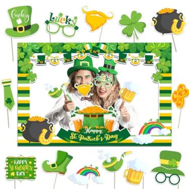 Imagem de Zhynice Kit De Acessórios Para Cabine Fotos Do Dia São Patrício, Cartolina Verde, Trevo Irlandês Selfie Com Moldura Decoração Santos, Lembrancinhas E Suprimentos