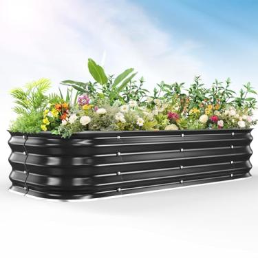 Imagem de FCCRETA Canteiro de jardim elevado galvanizado para jardinagem, caixas grandes de metal de 1,8 x 0,6 x 0,3 m para uso externo para vegetais, flores, ervas, recipiente modular de cultivo acima do solo