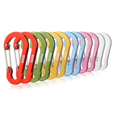 Imagem de Booms Fishing Clipe De Mosquetão Multiuso Cc1, Pacote Com 12 Clipes Pequenos Caribeener, Mini Chaveiro, Caribeaner 2", Mosquetões Argola D Alumínio, Novas Cores Sortidas