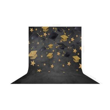 Imagem de Fundo Fotográfico em Tecido Formatura Capelo Glitter Dourado- 150x170c