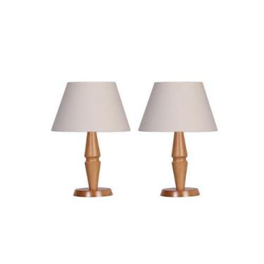 Imagem de Kit 02 Abajur Quarto Tradicional Madeira Cúpula Chinesa - Marina Decor