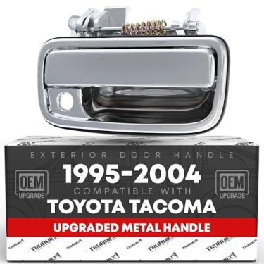 Imagem de Maçaneta de porta traseira externa do passageiro, alça de metal atualizada com caixa de plástico - compatível com Toyota Tacoma 1995-2004 - totalmente cromada - OEM 69230-35080