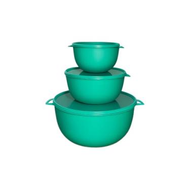 Imagem de Kit Potes Plásticos Redondos 3 unidades BOWL Marmitas, Vasilhas, Tapoer 2800ml, 1 Litro e 500ML (TIFANNY)