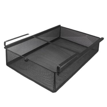 Imagem de IEUDNS Gaveta suspensa com puxador sob a prateleira, cesto de arame, organizador para guardar roupas íntimas, para quarto, lavanderia, armário, L Black