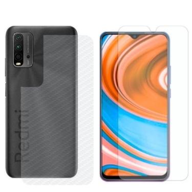 Imagem de Película Hidrogel + Adesivo Fibra De Carbono Para Xiaomi Redmi 9t - Transparente
