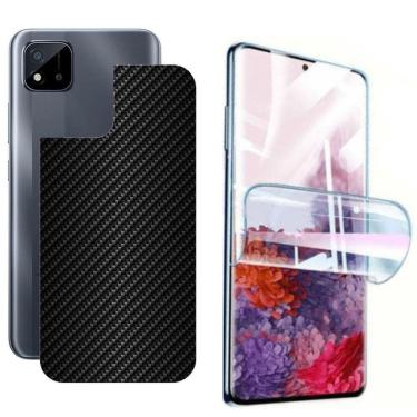 Imagem de Película Hidrogel + Adesivo Fibra De Carbono Para Realme C11 - Preta