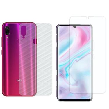 Imagem de Película Hidrogel + Adesivo Fibra De Carbono Para Redmi Note 7 - Transparente