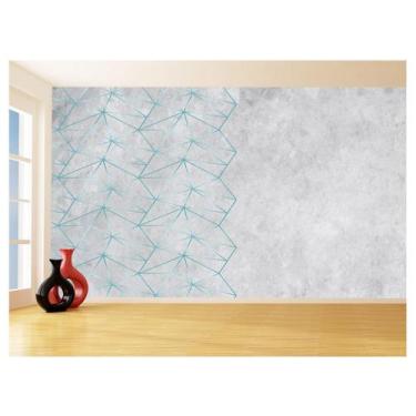 Imagem de Papel De Parede Concreto Linhas Azul Turquesa 3,5M Kkt287 - Você Decor