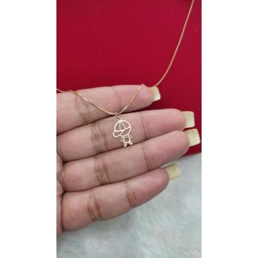 Imagem de Kit Corrente Cordão Veneziana 45cm com Pingente Menino Ouro 18K - Joal
