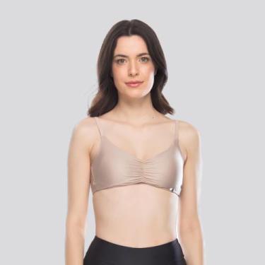 Imagem de Mulher Elástica Sport Top Fitness Lara Bege Academia, P, Bege