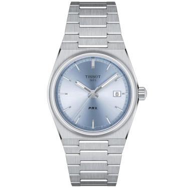 Imagem de Tissot Relógio de quartzo unissex PRX 35 mm 316L aço inoxidável, cinza, aço inoxidável, 11 (T1372101135100), Cinza, Relógio de quartzo