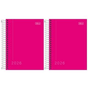 Imagem de Kit 02 Agenda 2026 Espiral Diária Pepper Executiva Preta/Rosa Capa Dur