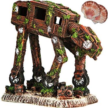 Imagem de Decorações de tanque de peixes, vários designs opcionais, ornamento de aquário de resina, caverna criativa de couro de peixe Betta para decorações de aquário, barril de vinho, cachorro robô, casa de