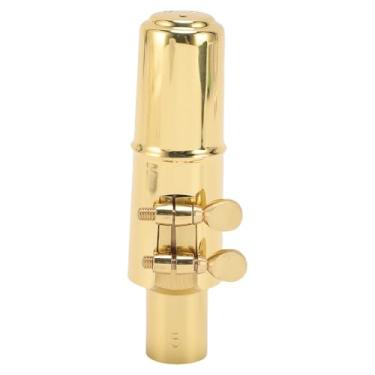 Imagem de Zhjvihx Bocal de Saxofone Alto Com Tampa, Bocal de Metal Banhado a Ouro para Profissionais e Iniciantes, 5 Dicas de Bronze e Sax Alto Saxofones Bocais