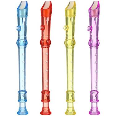 Imagem de 12 peças de gravador de plástico com 6 furos, mini orquestra musical, instrumento de gravador de música para estudantes, flautas musicais para gravadores sopranos de plástico iniciantes, cor aleatória