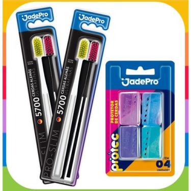 Imagem de Kit 4 Escovas de Dente 5700 Cerdas Ultra Finas + 4 Protetores de Cerda