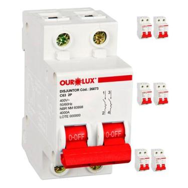 Imagem de 7 Disjuntor Bipolar 63 Amperes Curva C Ourolux