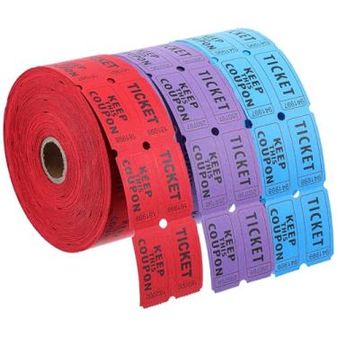 Imagem de 3 peças de bilhetes sorteios multicoloridos - 6.000 ingressos (3 rolos duplos de 2000 rolos de ingressos), arrecadação de fundos numerados consecutivamente 50/50 bilhetes de sorteio para festas de