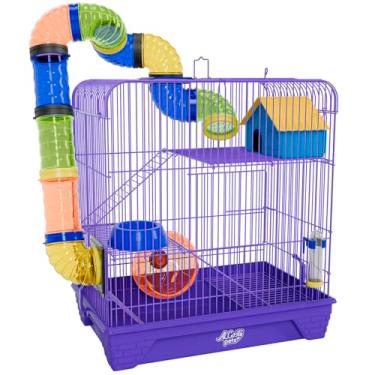 Imagem de Gaiola Hamster 3 Andares Colorida com Casa Tubos e Rodinha (Lilás)