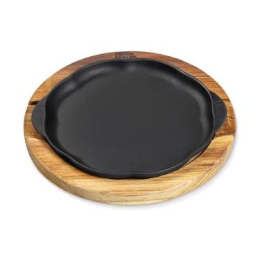 Imagem de Chapa Petisco Redonda Ferro Suporte Panela Mineira 24x4cm