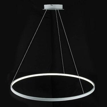 Imagem de Luz Pendente De Círculo De 1 Luz, Lustre De Acrílico De Metal Led Moderno Suspenso Ajustável Para Sala De Estar, Quarto, White+whitelight, 100cm