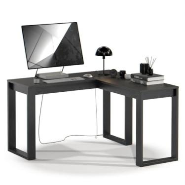 Imagem de Mesa Escrivaninha Para Home Office Berlim Em L Estilo Industrial (Preto)