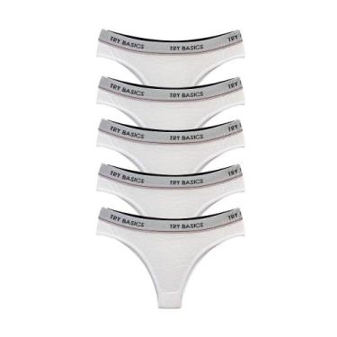 Imagem de Kit 5 Calcinhas Fio Dental Cotton Algodão Confortável com Elástico Try