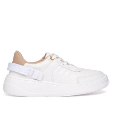 Imagem de Tênis Feminino Modare Napa Microfuros Ilhós Dourado Branco, Branco, 37