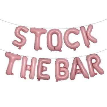 Imagem de STOCK THE BAR Balloons Bannner Multicolor optional Party Decorations Sign (STOCK THE BAR Pink)