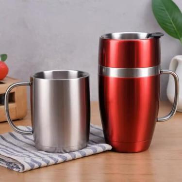 Imagem de Caneca Térmica Parede Dupla em Aço Inox Vermelha 1000ml com Tampa Rosqueável - Estilo Premium