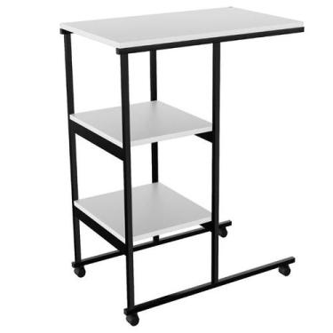 Imagem de Mesa Escrivaninha Auxiliar Canto Apoio Lateral Com Prateleira Industri