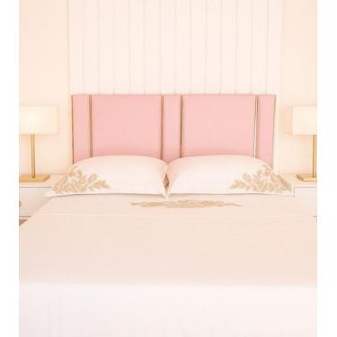 Imagem de Cabeceira Estofada Antialérgica Adesiva em Módulos - Coledecor, Rosa, 